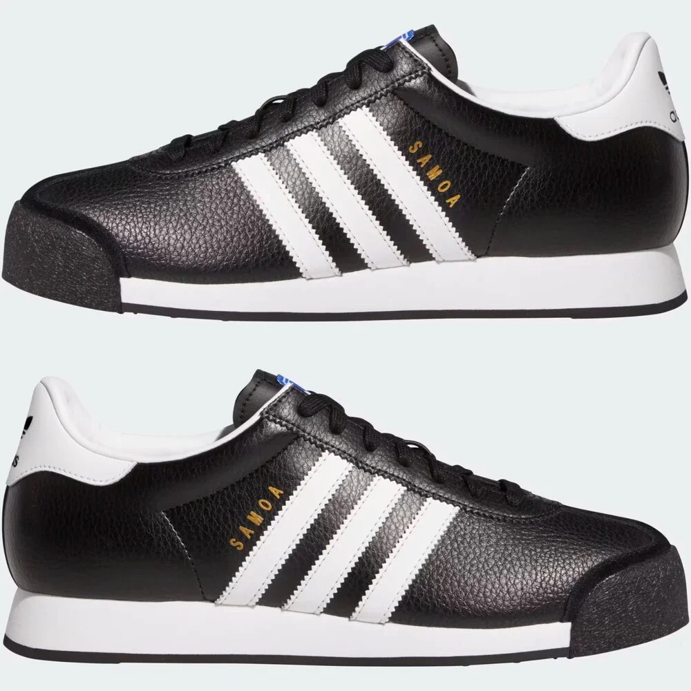 Adidas Samoa 019351 Sneakers Men's US 9.5 Black Leather Lifestyle Shoes HTAT1503